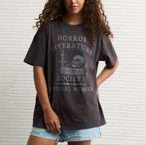 American Eagle Oversized Halloween Horror Literature Society Graphic Tee XXL